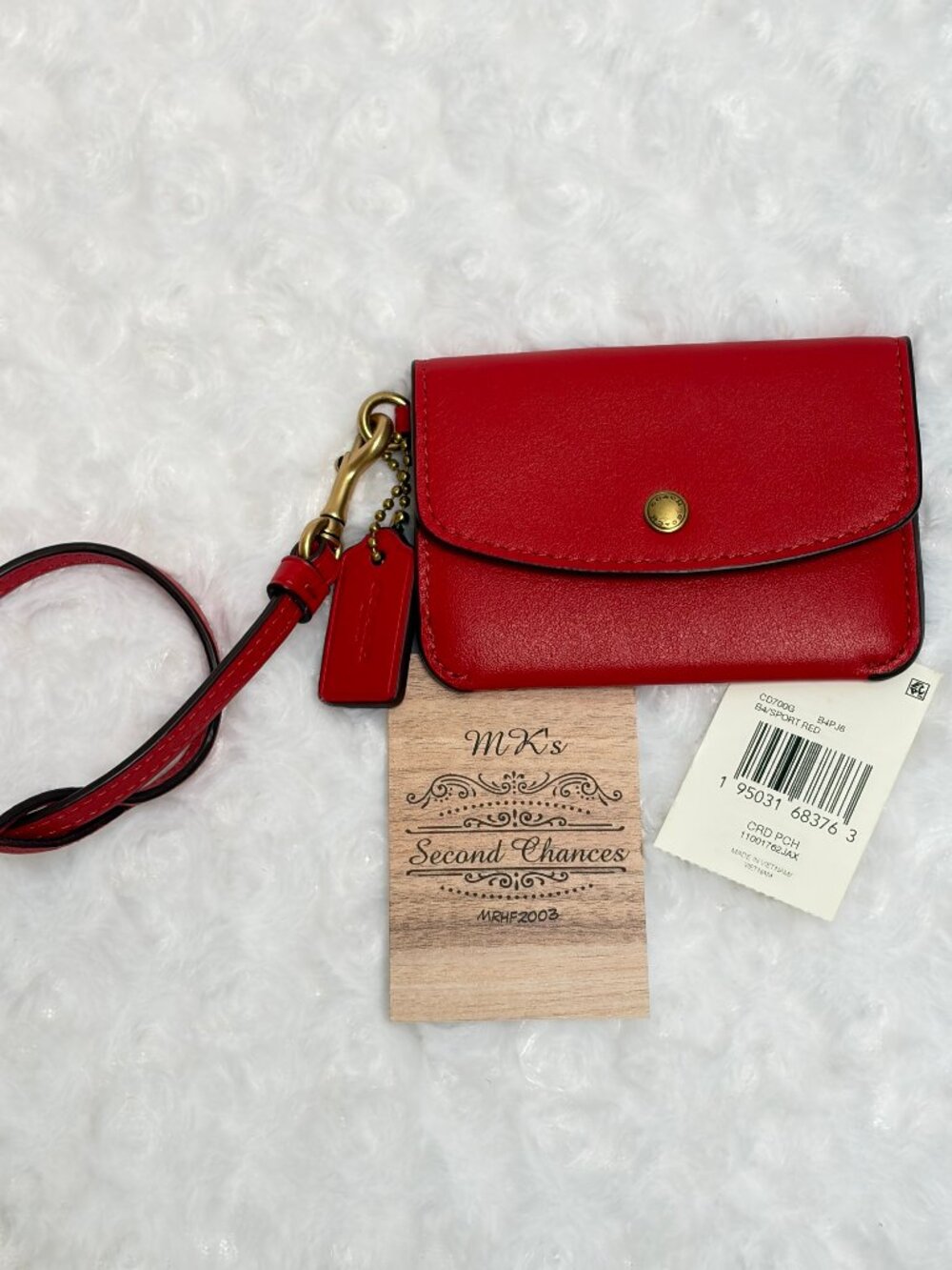 NWT Coach Credit Card Pouch style CD700G in Sport Red Leather - HTF - Ltd